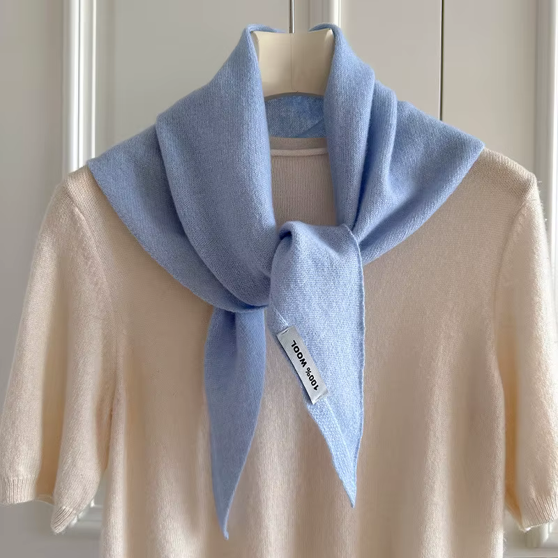 Écharpe tricotée 100% laine pour femme, écharpe chaude d'hiver, couleur unie brillante, châle épais,