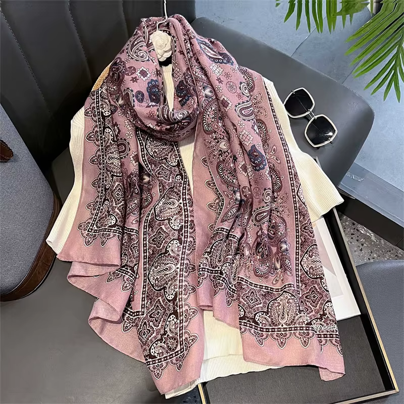 Châle Paisley noir Vintage 88x180cm, sensation de coton et de lin, écharpe de Style Boho pour femmes