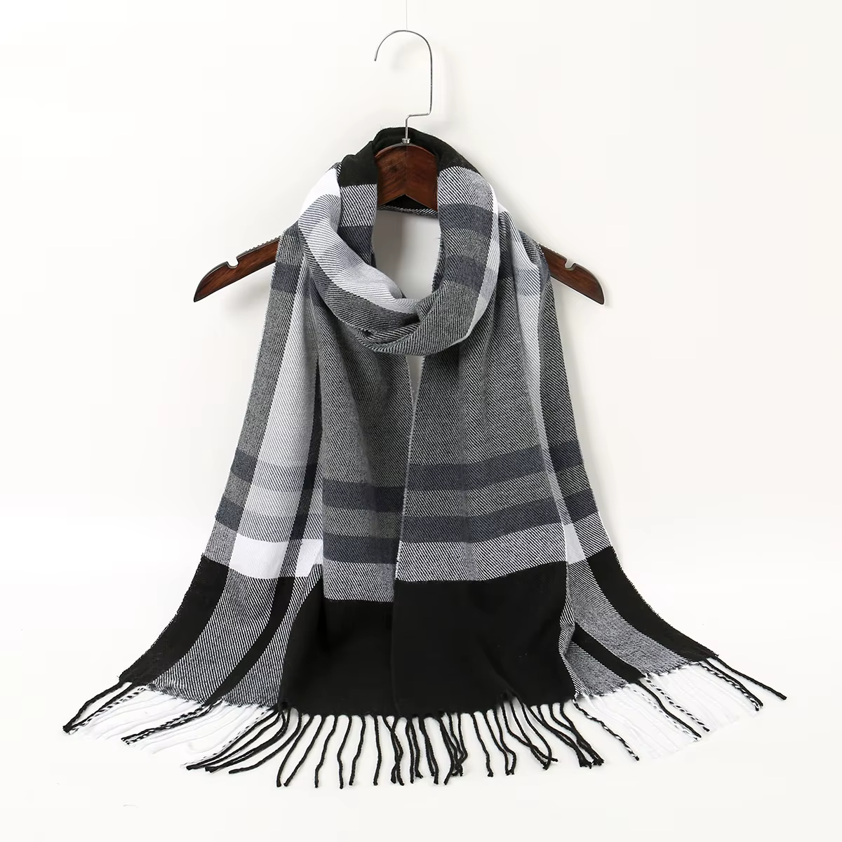 Femmes classique Plaid écharpe glands châle mince Pashmina étoles luxe Design écharpe mode géométrie