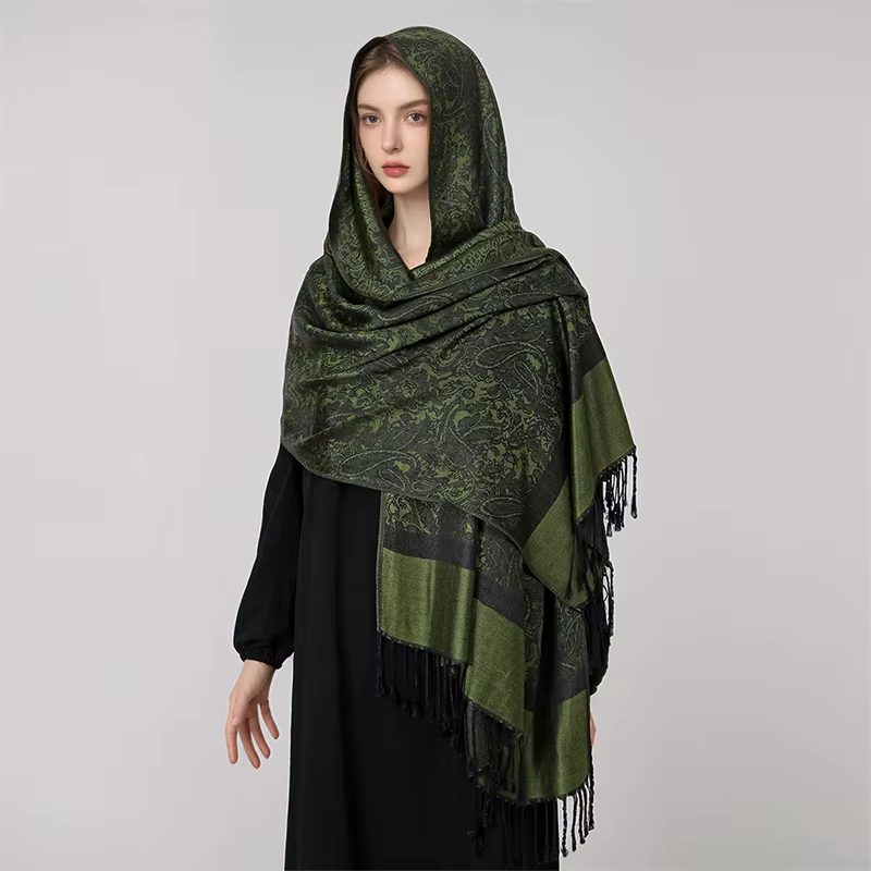 Foulard Jacquard de Luxe pour Femme, Écharpe de Mode Optique Douce, Étole, Châle, Hijab Musulman, Ba