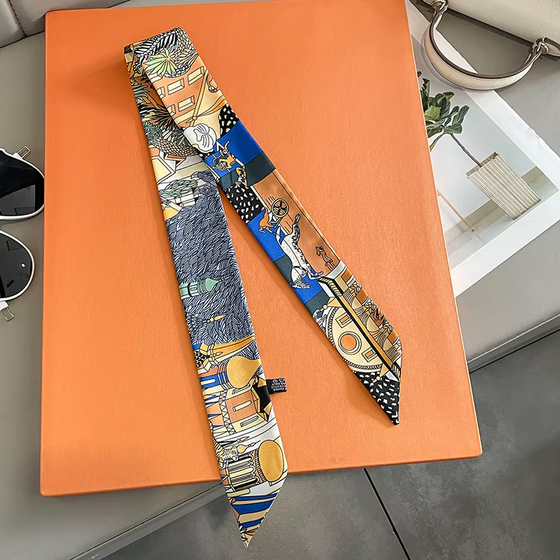 Écharpe longue pour femmes, ruban étroit, bandeau, foulard, poignée de sac, Bandana, accessoires pou