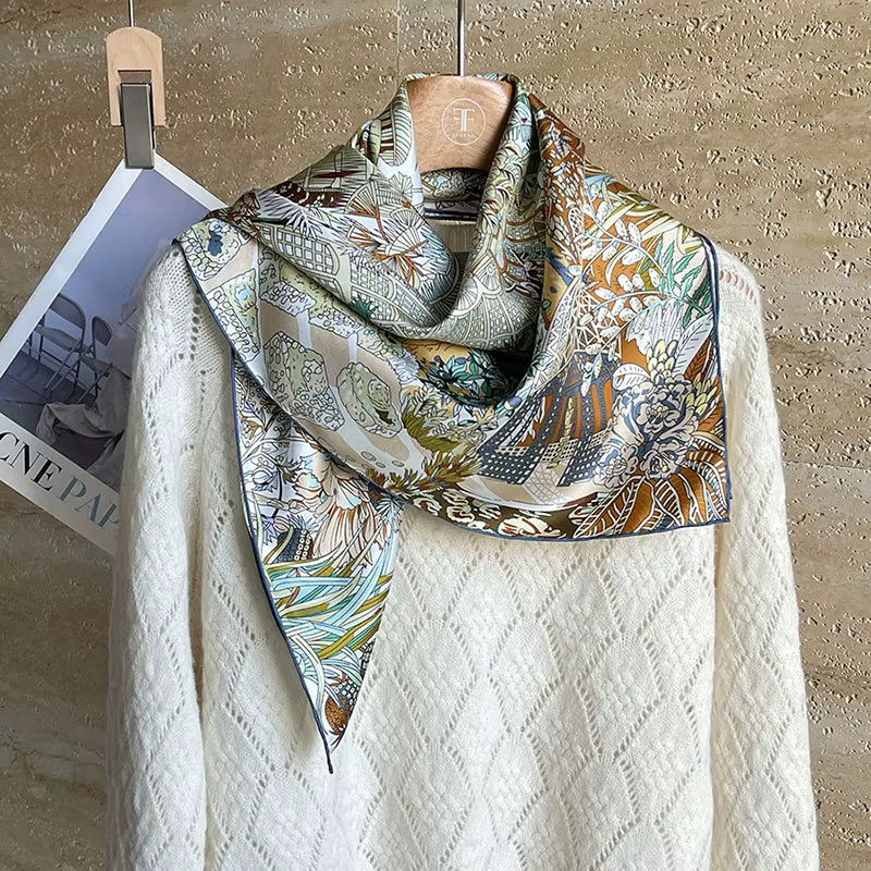 100% sergé foulard en soie foulard cravate 90*90CM