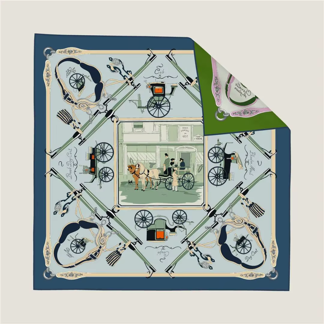 Foulard en soie de luxe 90CM, foulards en sergé, impression Double face, ourlets, châles roulants, d