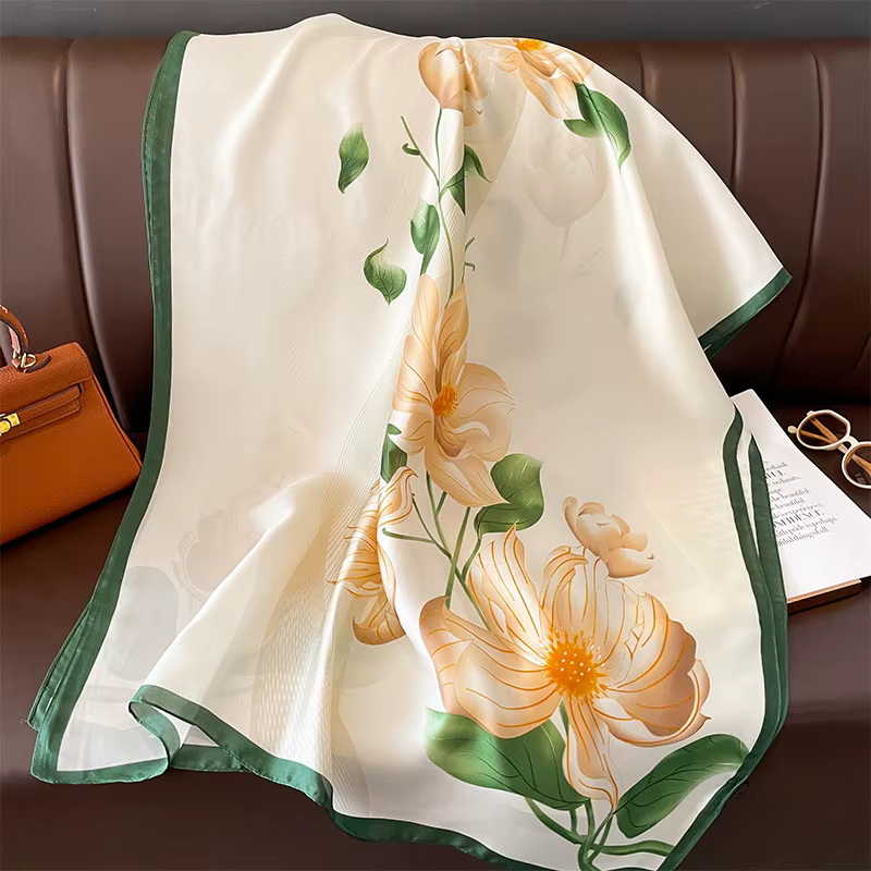 Femmes 180*90 cm mode belles foulards en soie douce femme dame châle Hijab Wrap Foulard Bandanna sil