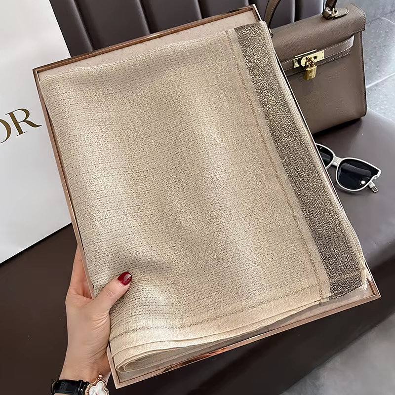 Écharpe chaude en laine de soie solide pour femme, châle enveloppant, Bufanda Floral Pashmina, luxe,