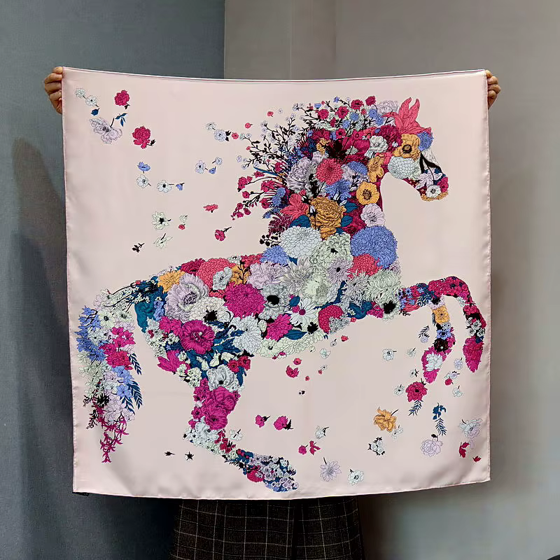 Écharpe en soie rose 90 cm pour femme, foulard en twill, bandana, accessoire de sac, châle de luxe, 
