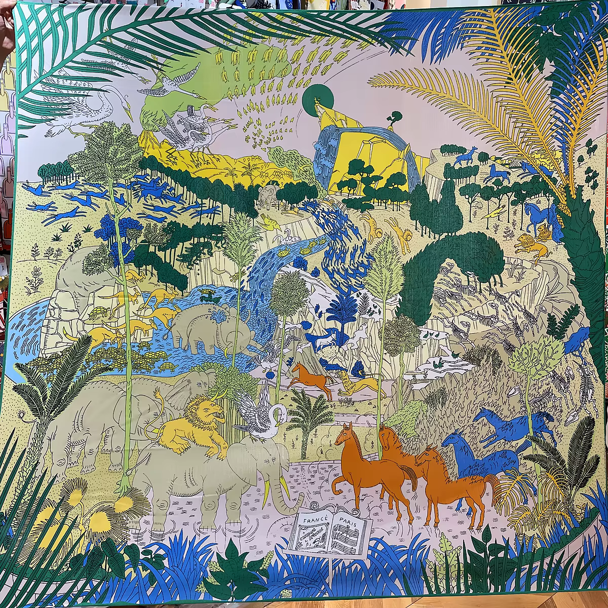 135CM foulard en cachemire de soie femmes châles roulés à la main animaux de la Jungle imprimer foul