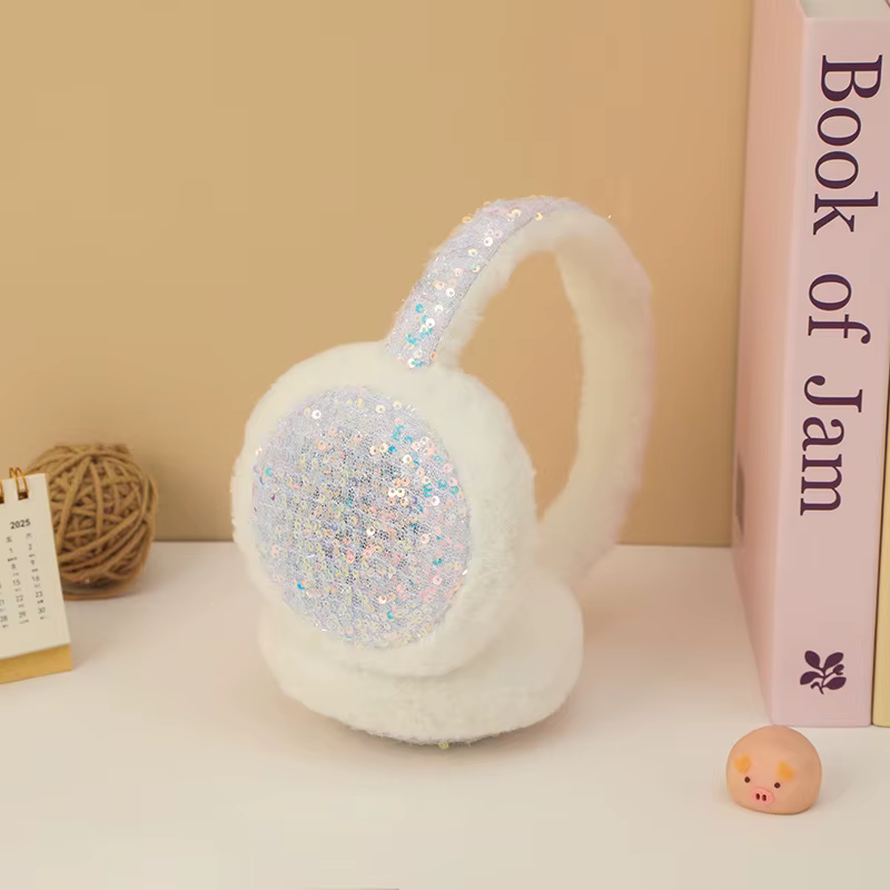 Cache-oreilles pour femmes coréen paillettes Dopamine Kawaii Verstaile peluche hiver velours coupe-v