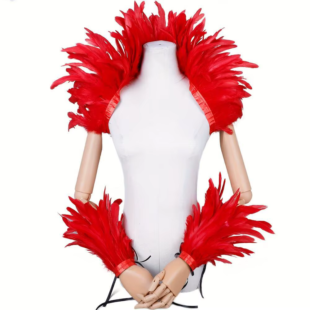 Châle élégant en plumes rouges pour femmes, pour Halloween, Punk, Cosplay, fête Y2K, Style de stylis