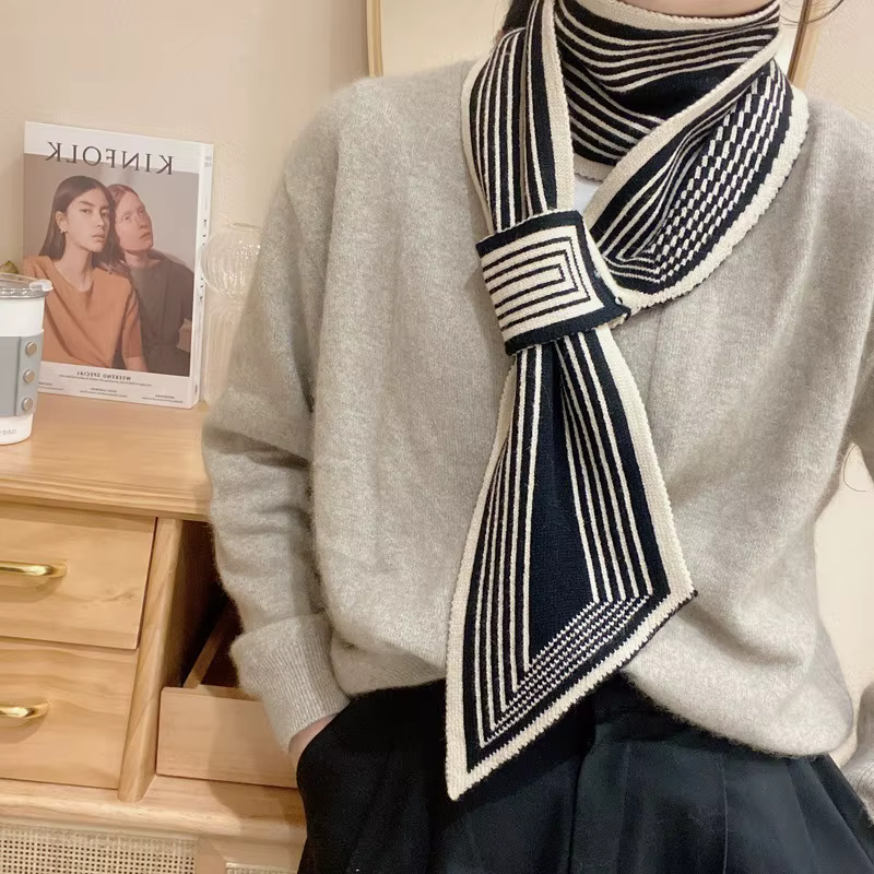 Écharpe tricotée polyvalente pour femme, écharpe classique et élégante, coréenne, à la mode, automne