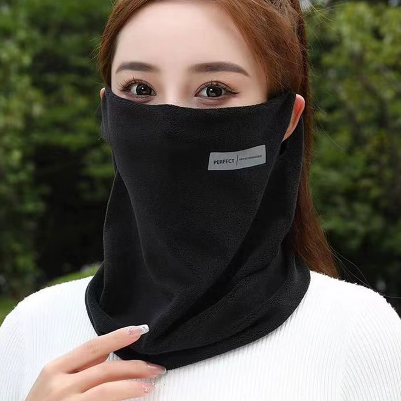 Écharpe polaire d'hiver pour femmes et hommes, épais et chaud, chauffe-cou, couleur unie, en velours