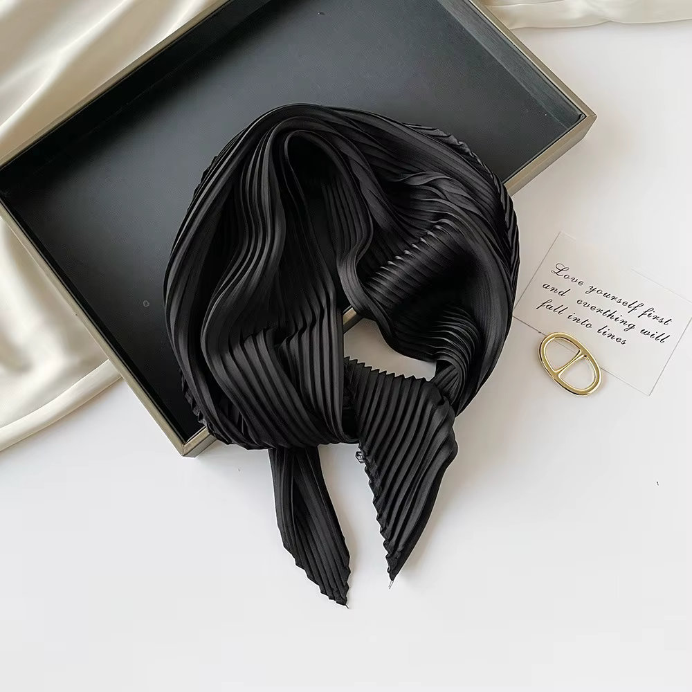 26 couleurs femmes Foulard carré maigre ruban tête cou petit plissé cheveux cravate bande Foulard Sa
