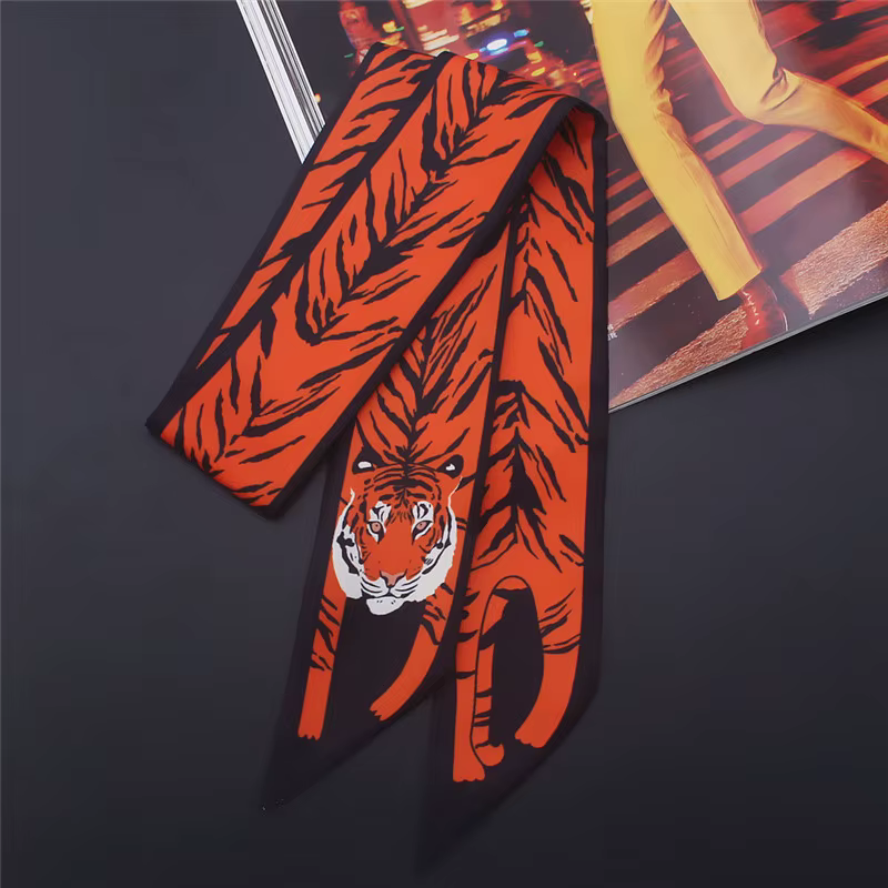 Foulard en soie fin imprimé animal 17 couleurs, nouvelle collection 2024, pour femme, marque de luxe