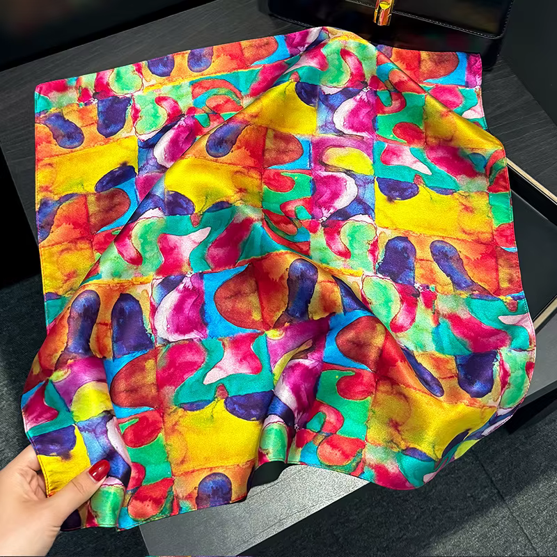 Foulard arc-en-ciel femmes 100% soie Bandana carré foulard enveloppes mode bandeau foulards mûrier c