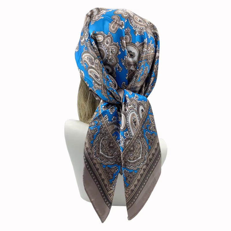 Foulards carrés en soie pour femmes, châles Hijab, imprimé à la mode, Foulard de tête, Bandana, paré