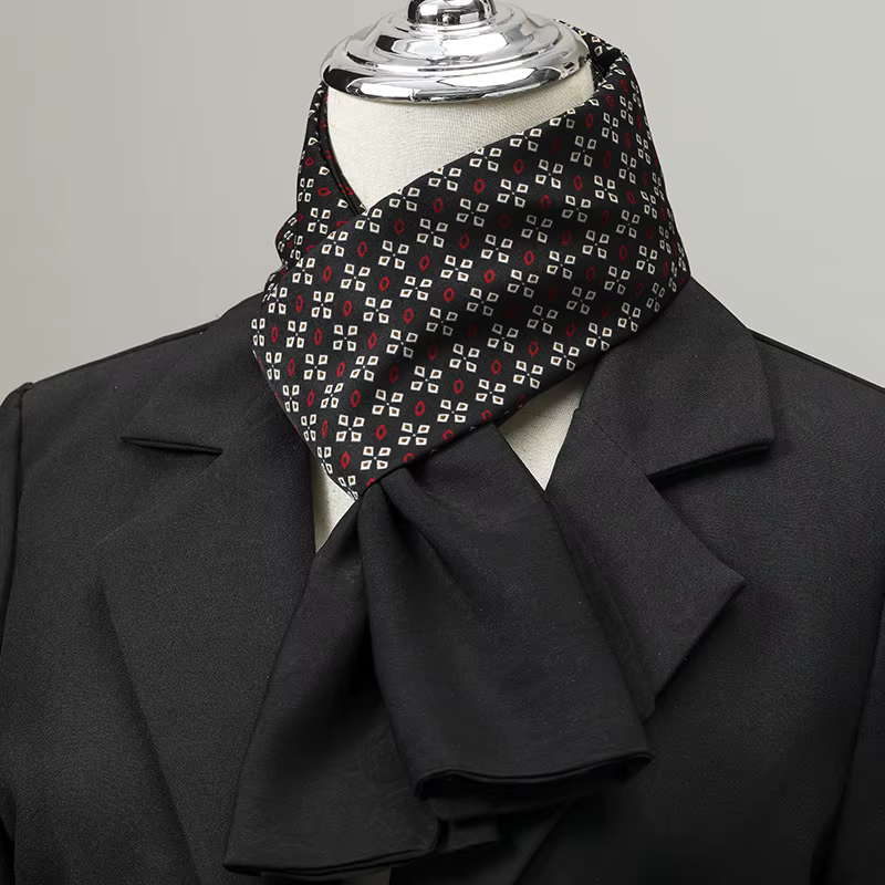 Écharpe pour hommes Imitation soie cou écharpe petit costume carré col de chemise costume cou affair