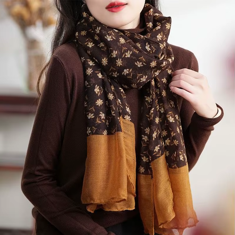 Foulards pour femmes coréen Floral artistique Simple à la mode polyvalent doux foulards de haute qua