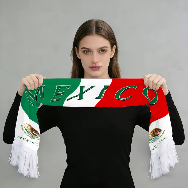 Écharpe de supporter de football 140x15cm en flanelle imprimée Argentine Brésil Portugal France Espa
