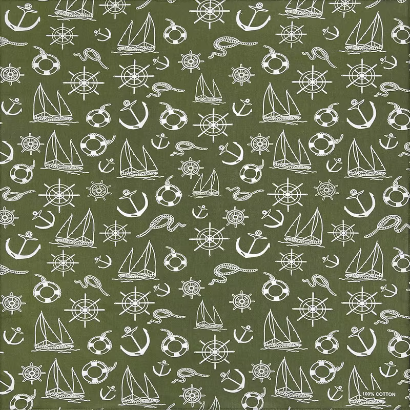 Haute qualité nouveau Design Hip Hop vert Olive coton carré écharpe marin Bandana écharpe ancre impr