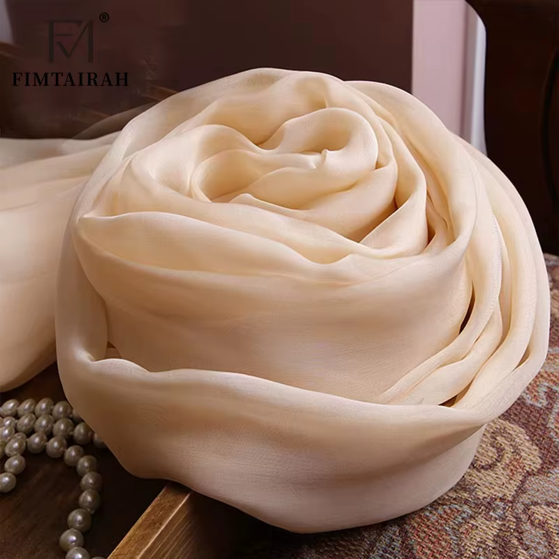 Injplanchers f-Foulard en soie beige pour femme, couleur chair, châle doux, élégant, printemps, auto
