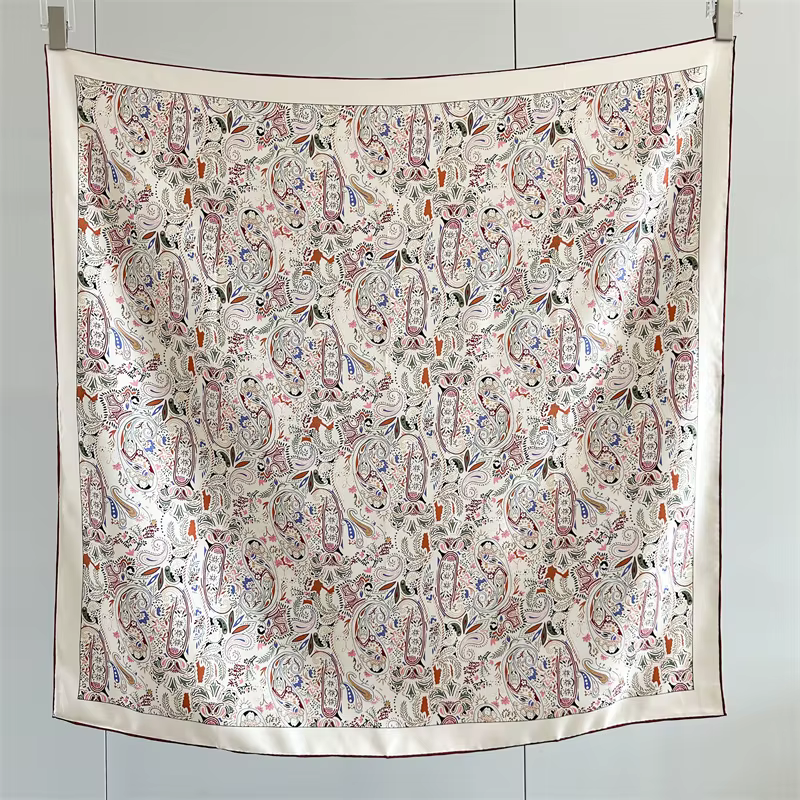 Foulard en soie de 90CM, châles sergé de luxe, foulards de mûrier naturel, cheveux, cou, bandanas ro