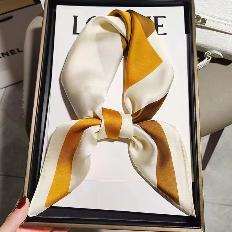 Foulard carré imprimé de luxe pour femmes, bandeaux de cheveux Hijab, foulard de la présidence, châl