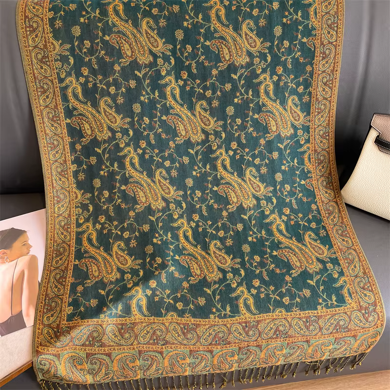 Châle Pashmina en Cachemire pour Femme, Marque de Luxe, Foulards Ronds et Chauds, Design Imprimé, Éc