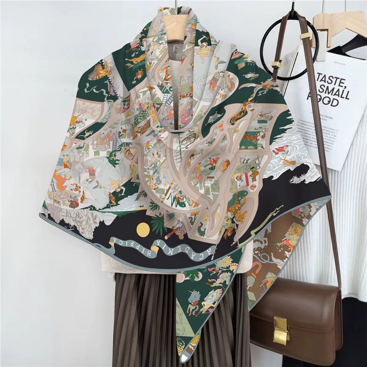 Écharpe en fausse soie et laine pour femmes, 110x110m, Chic, élégant, carré, luxe, cadeau de noël, d