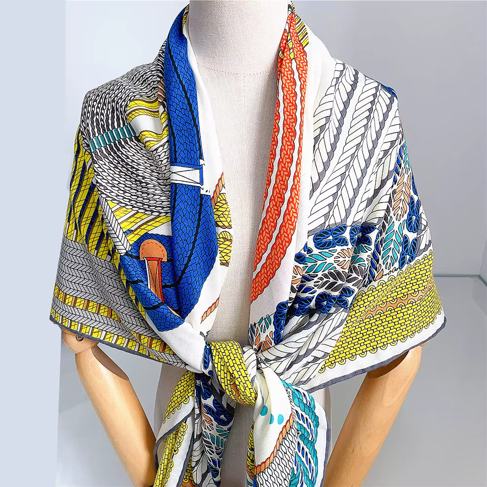 130cm soie cachemire carré écharpe châle hiver garder au chaud écharpe femmes marque de luxe géométr
