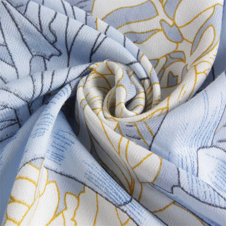 POBING foulard en cachemire de soie femmes châles roulés à la main imprimé forêt foulards carrés env