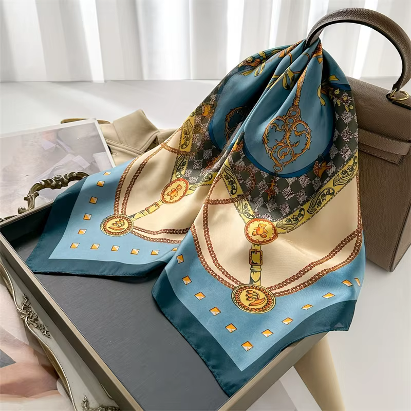 Foulard universel à motif de chaîne de 70cm, Imitation soie, carré haut de gamme, accessoires pour v
