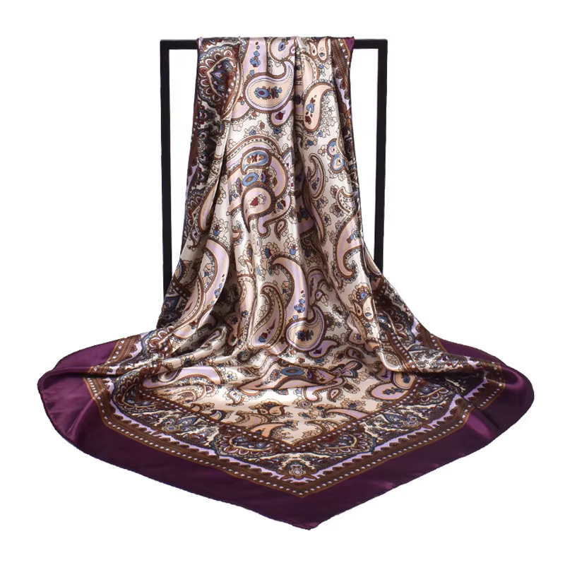 Foulard carré en soie pour femmes, marque de luxe, Foulard en Satin, Bandana doux, Hijab, pour cheve