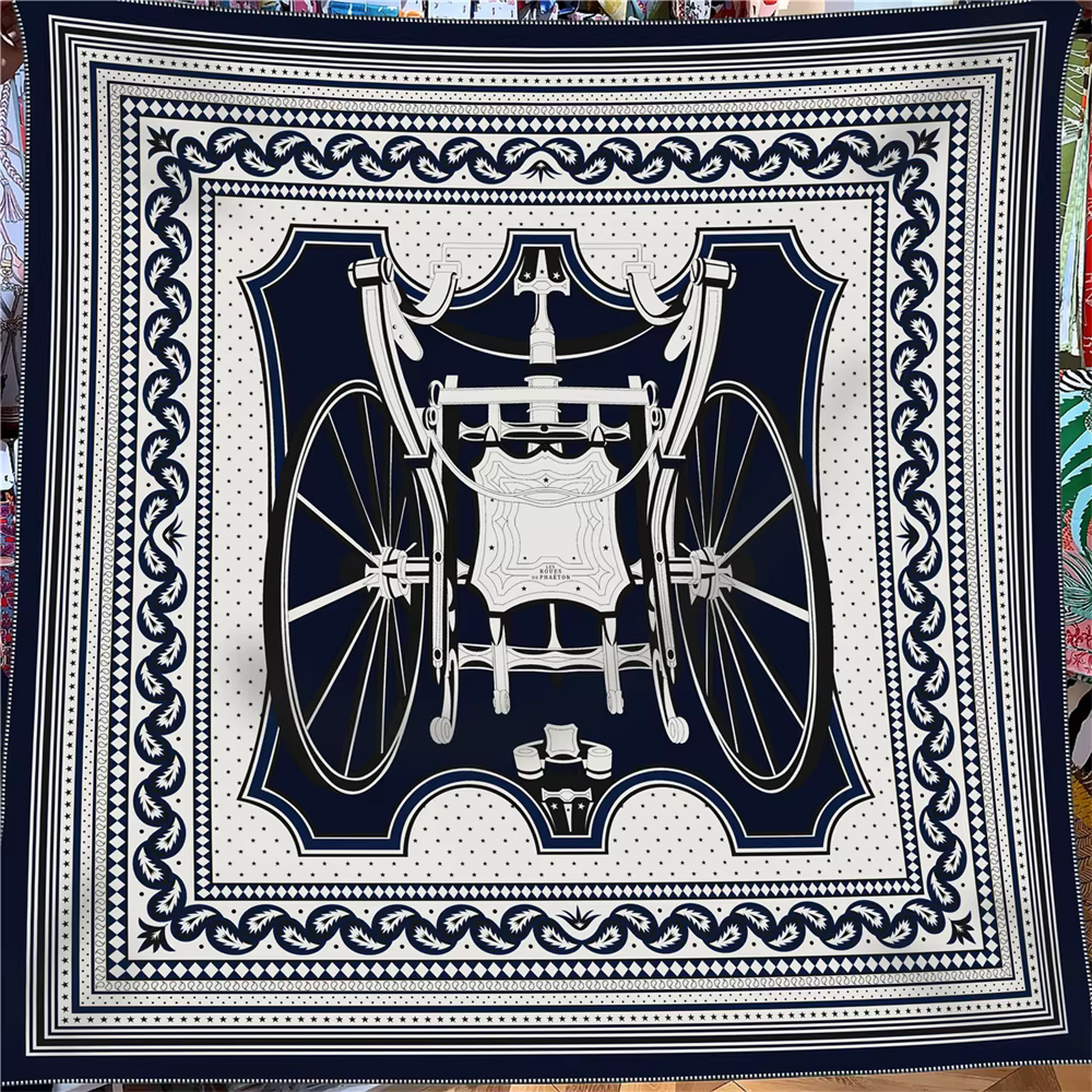 POBING 30% soie 70% cachemire écharpe femmes roulé à la main roue de chariot carré foulards envelopp