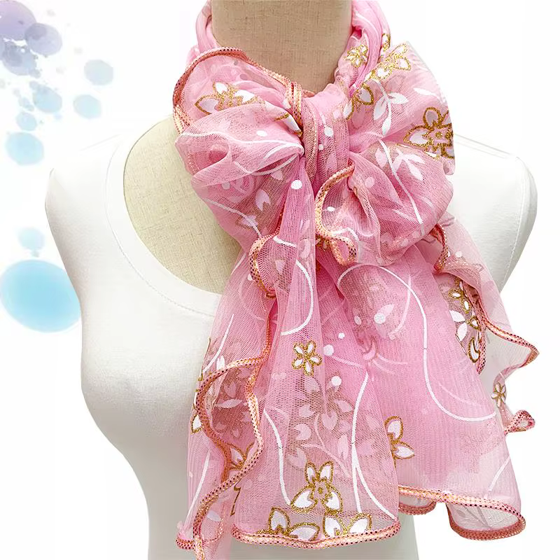 Foulard en dentelle pour femmes, Hijab léger élégant, imprimé en soie, châle, bandeau, poignée, acce
