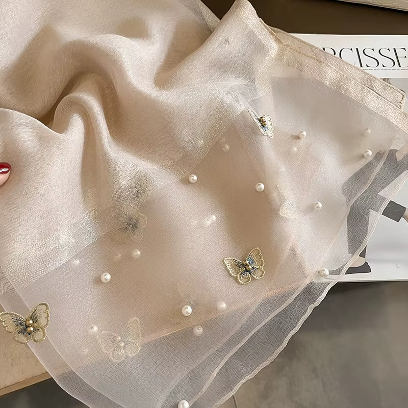 Foulard châle en soie de luxe pour femmes, Design brodé de fleurs, enveloppes Hijab, Bufandas, Foula