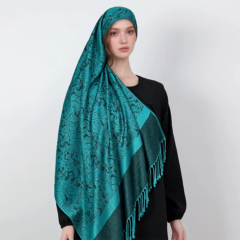 Foulard Jacquard de Luxe pour Femme, Écharpe de Mode Optique Douce, Étole, Châle, Hijab Musulman, Ba