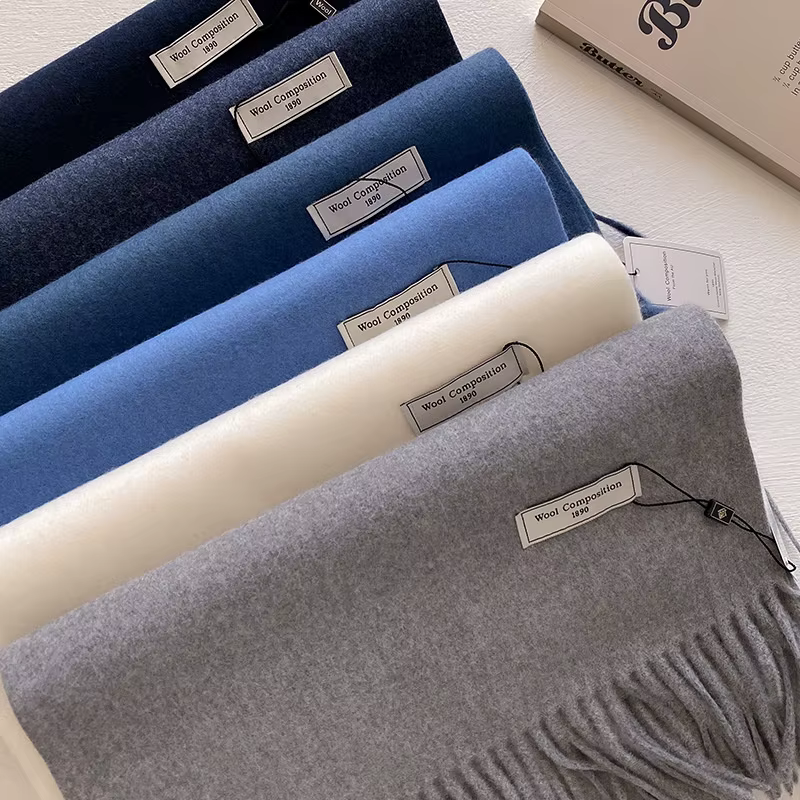 Foulard en laine pour femme, Long et chaud, en cachemire, Hijab, solide, châle enveloppant, Pashmina