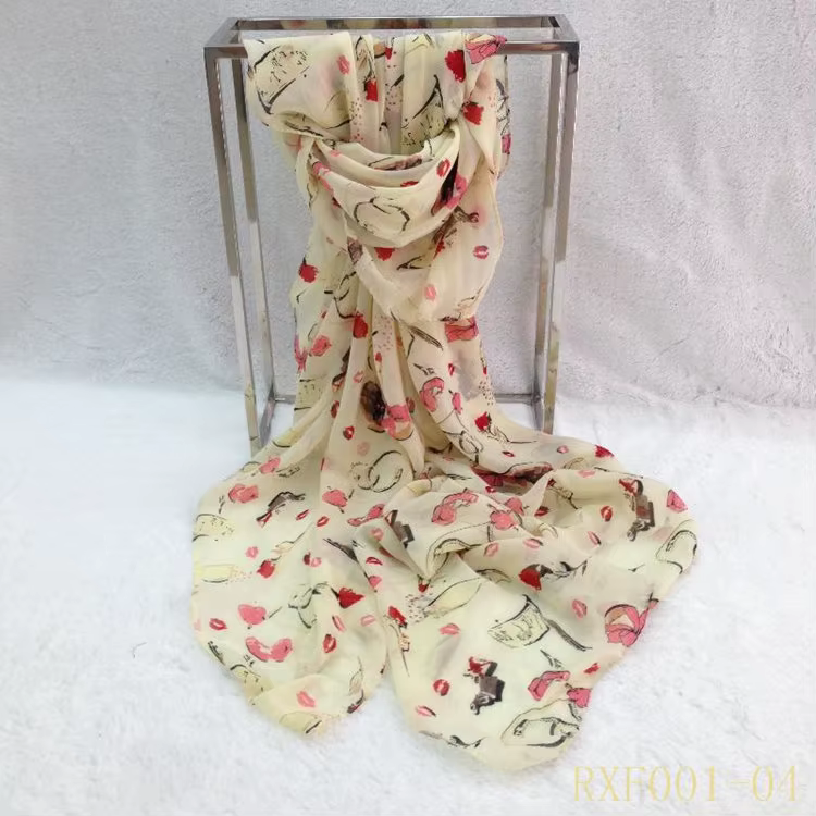 Écharpe en mousseline de soie pour femmes, nouvelle mode, imprimé lèvres, châle, style à la mode, gr