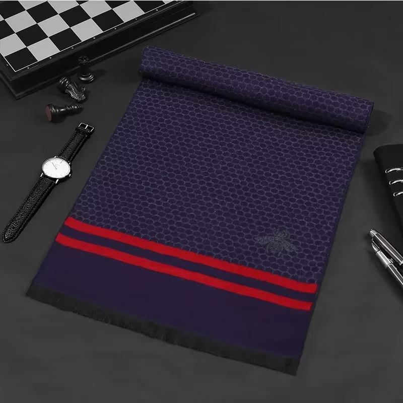 Écharpe de marque classique pour hommes, écharpe chaude en cachemire de haute qualité pour l'hiver, 
