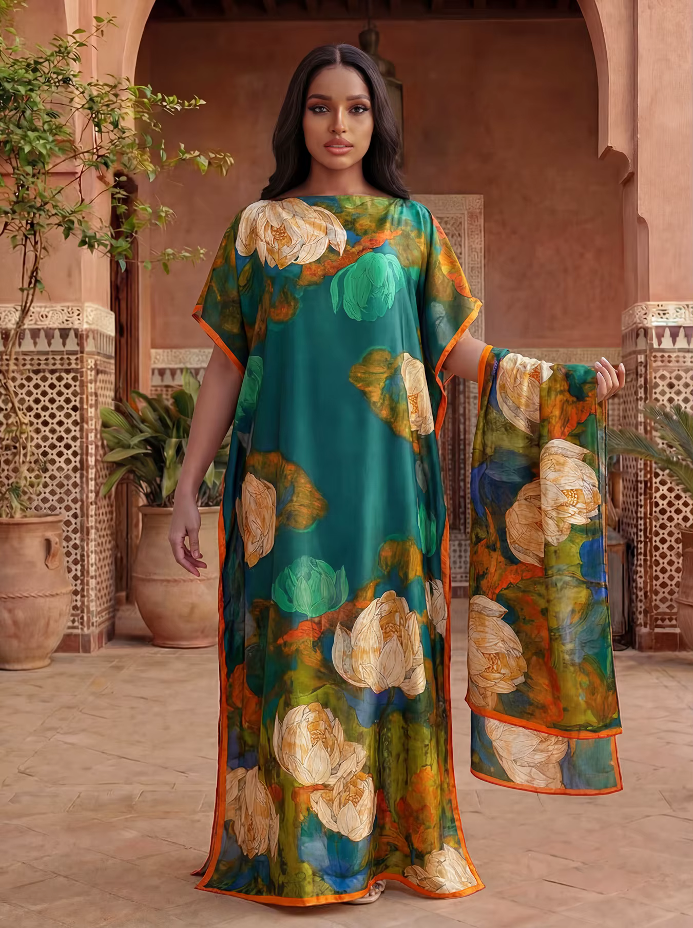 Écharpe pour femmes, nouveau design imprimé tendance Dubaï, long châle pour femmes, robe ample pour 