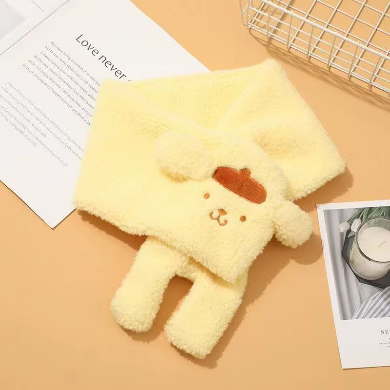 Écharpe en peluche douce pour femme, style coréen, motif Pompompurin, courte, tendance, luxueuse, ch