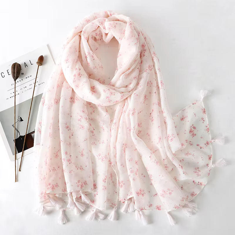 Écharpe en coton de marque de luxe pour femme, grand châle design, hijab, foulards à pampilles impri