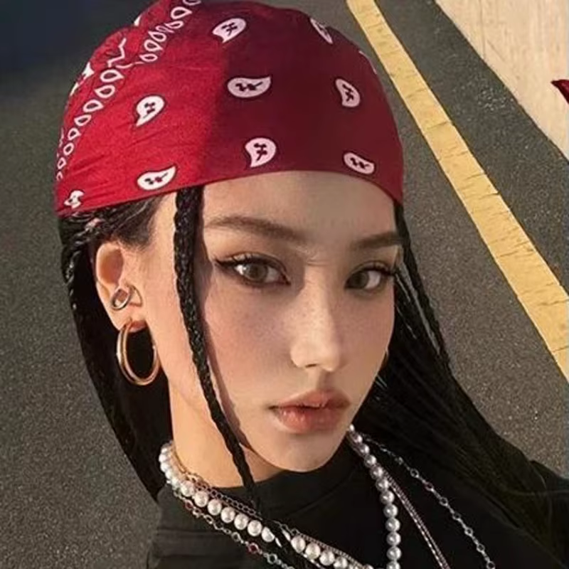 Vin rouge Style occidental Bandana coton doux cheveux écharpe respirant Cowboy cou écharpe bandeau m