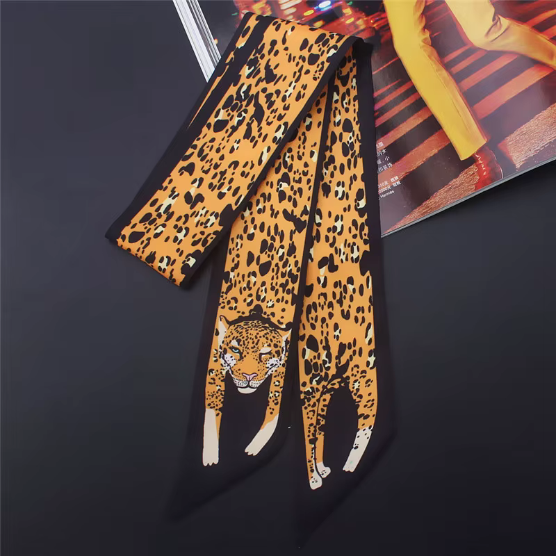 Foulard en soie fin imprimé animal 17 couleurs, nouvelle collection 2024, pour femme, marque de luxe