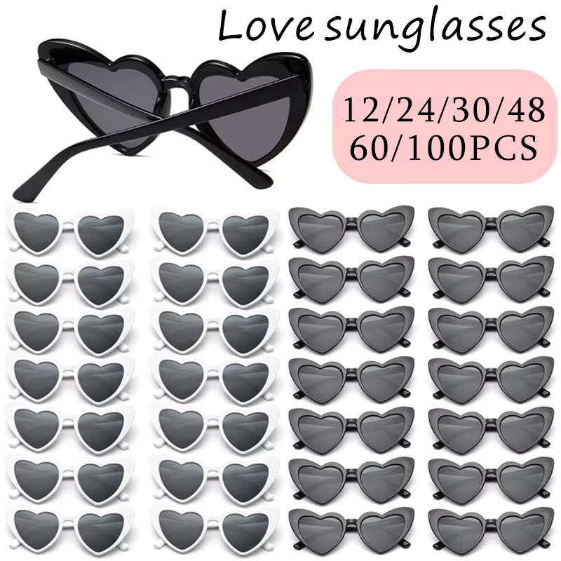 Lunettes de soleil en forme de cœur pour enterrement de vie de jeune fille, décor de mariage, récept