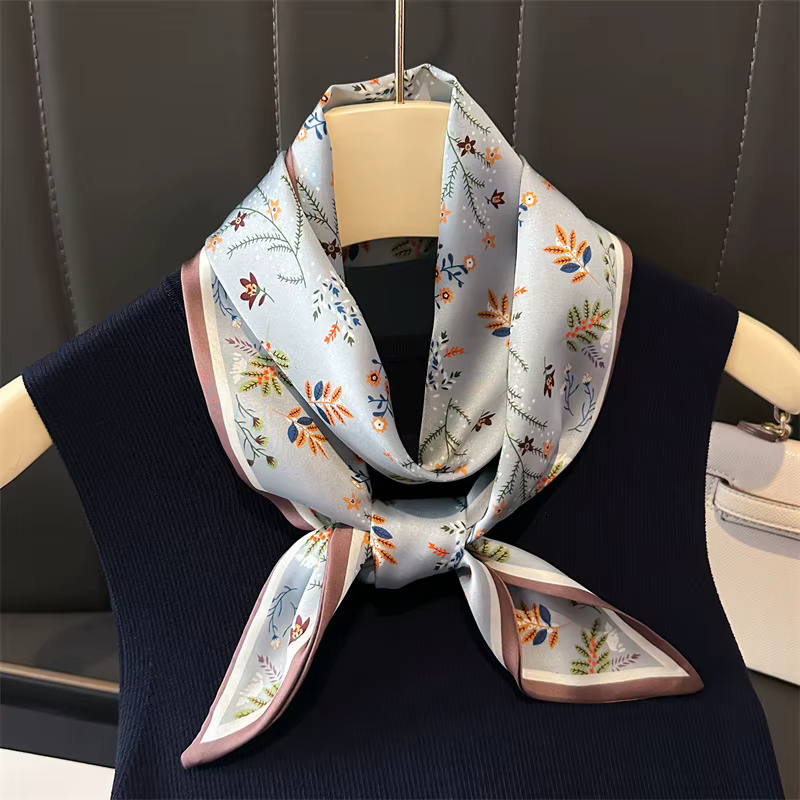 Multi couleur nouvelles femmes soie sensation imprimé Design écharpe châle mode luxe longue étroite 