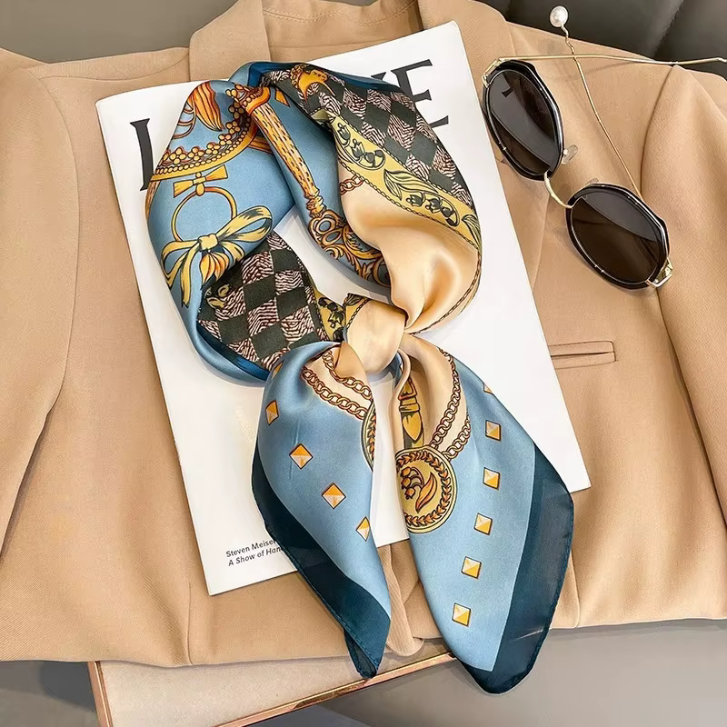 Foulard universel à motif de chaîne de 70cm, Imitation soie, carré haut de gamme, accessoires pour v