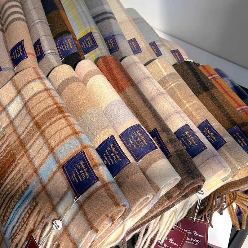 Écharpe en cachemire de luxe pour femmes, Foulard chaud à carreaux, châles féminins, enveloppes en l
