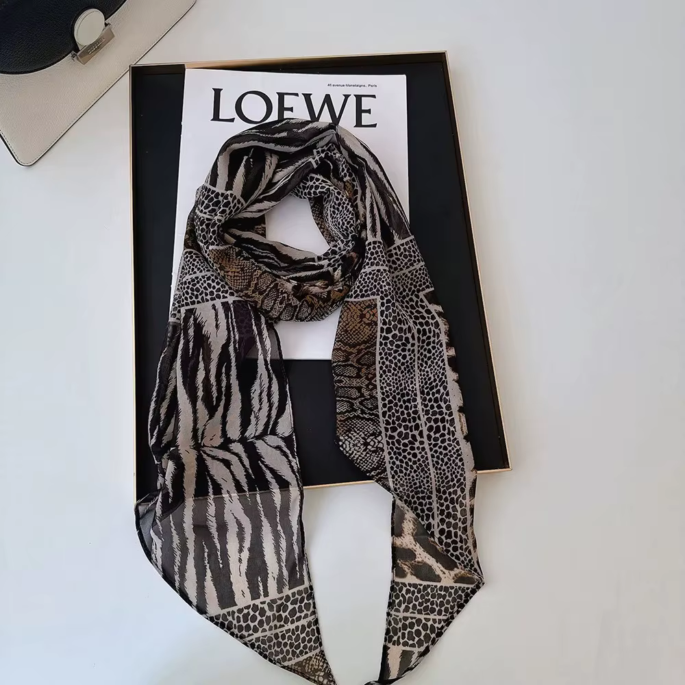 2025 bandeau accessoire série écharpe marron imprimé avec écharpe en soie à pois mode version coréen