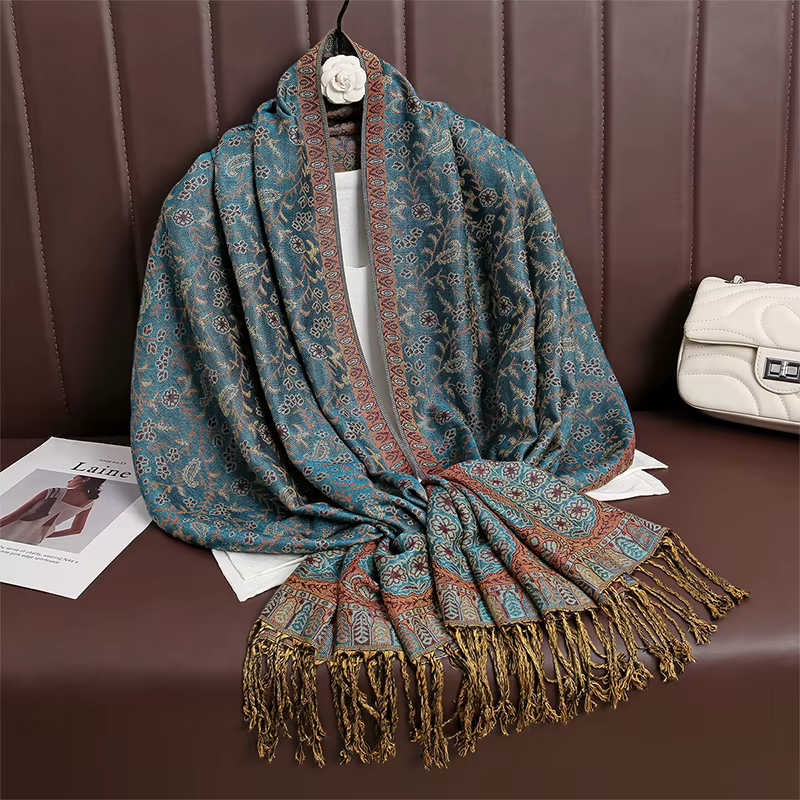 Écharpe Jacquard en Coton pour Femme, Grand Châle, Mode Élégante, Longue Impression, Écharpes Décora